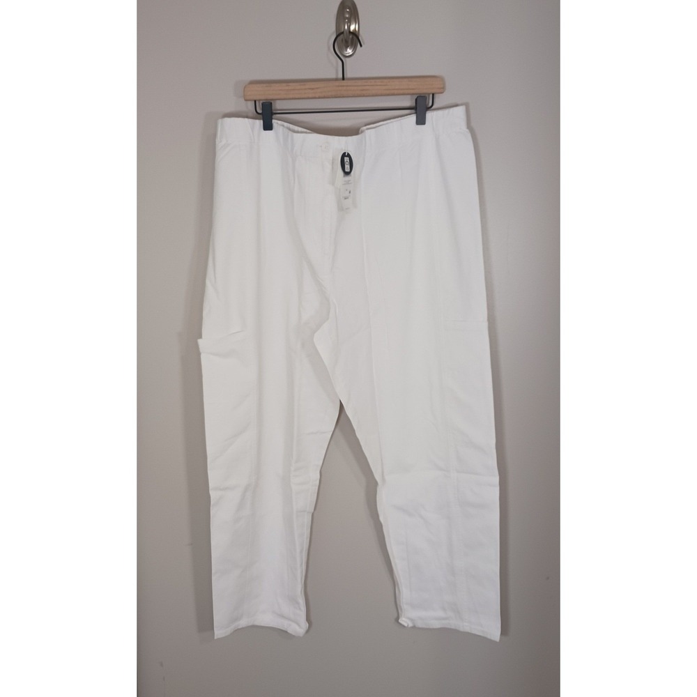 Eileen Fisher Organic Cotton Hemp Ankle Pants White Elastic Waist Women's 1X NWT